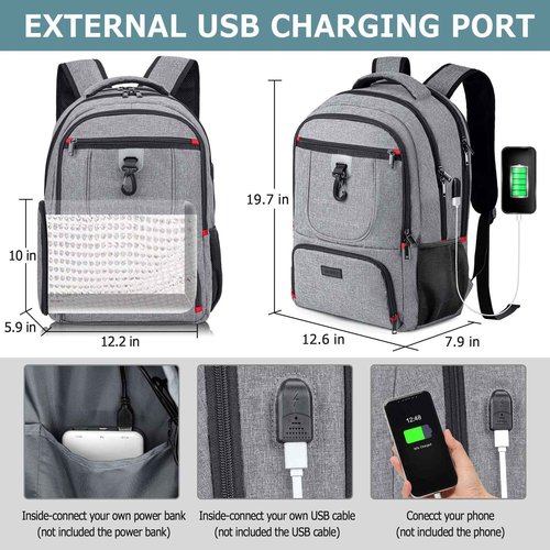 Lunch Backpack, Insulated Cooler Lunch Bag Backpack, Large Travel 17.3 Laptop Back Pack Sturdy Computer College School Bookbag for Women Men for Men Women Work Hiking Picnic