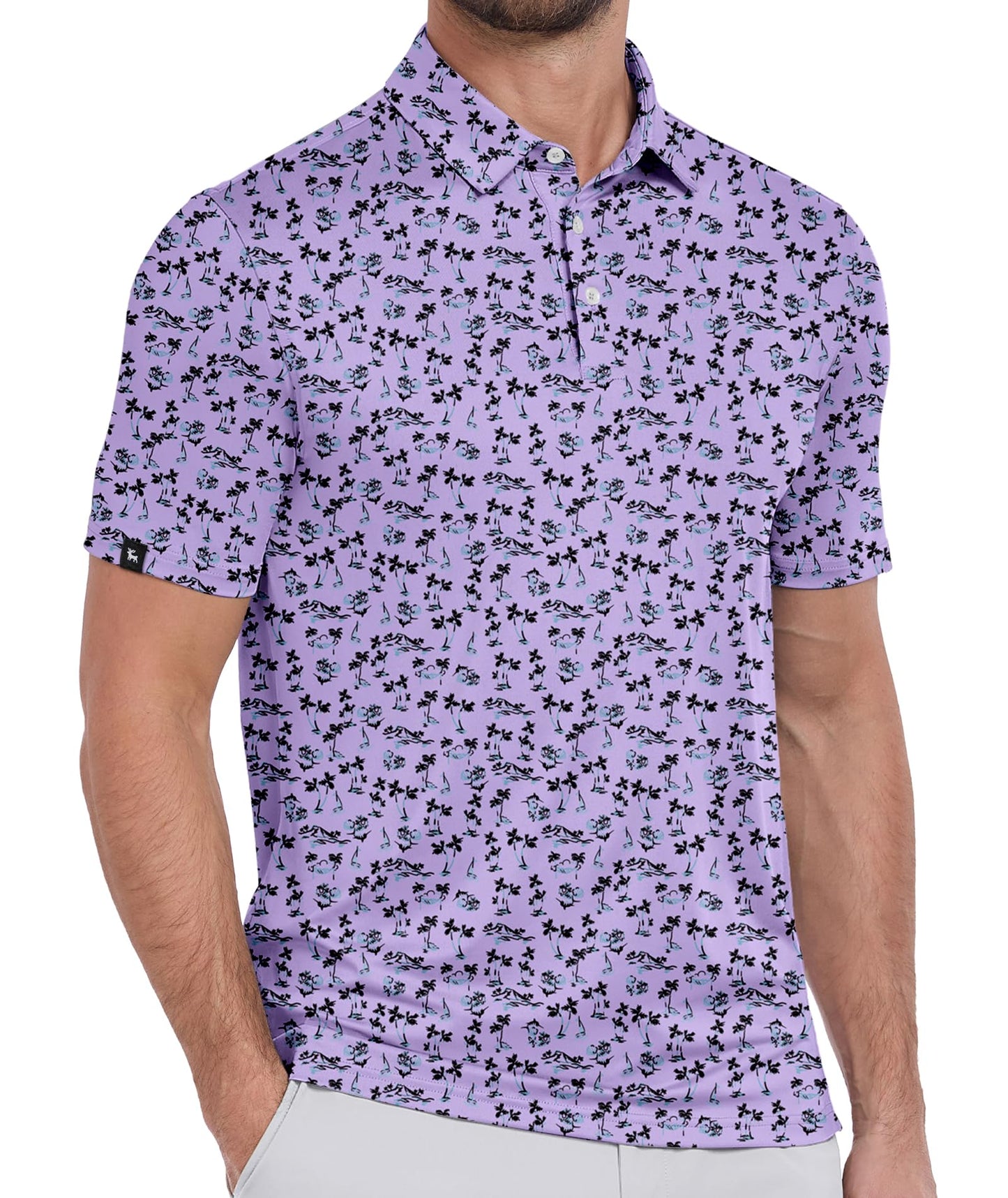 ZITY Mens Print Polo Shirts Short Sleeve Moisture Wicking Shirts for Men Golf Tennis Daily Casual Collared T-Shirt Purple XL