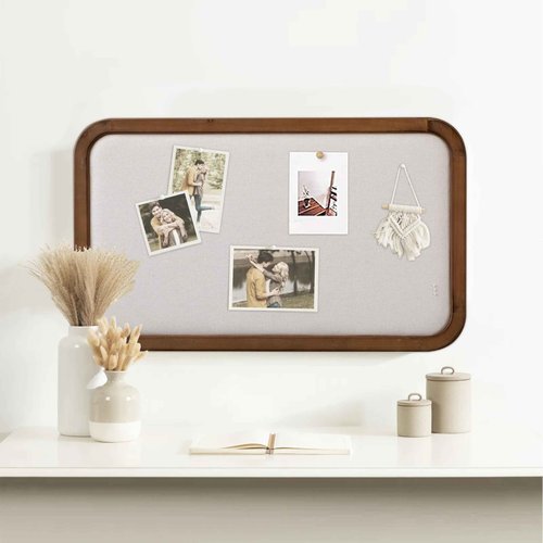 SOFE Farmhouse Bulletin Boards for Walls Decorative Hanging Pin Board, 30 ×18 inches Brown Wood Framed Rustic Vision Memo Board, Display Photo Board with Pins for Room School Office