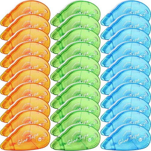 Geyee 30 Pack Double Sided Tape Roller Permanent Adhesive Scrapbooking 0.3 x 315'' Double Sided Tape Dispenser Dots for Journal Photo Paper Craft Arts Projects(Bright)