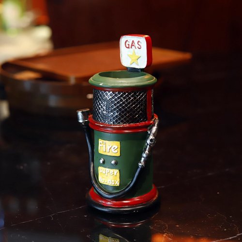 PARSAHO Oiler Pencil Holder Gas Pump Pencil Pen Holder Vintage Style Resin Desk Organizer for Home Office Bedroom
