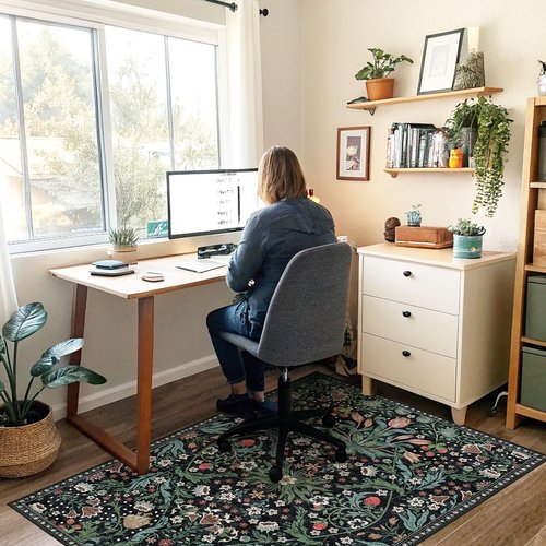 Office Chair Mat for Hardwood Floor & Tile Floor,48"X 60" Heavy Duty Desk Chair Mat for Hard Floors, Under Desk Rug for Rolling Computer Chair,Anti Slip,Low Pile Carpet Floor Protector-Green Grass