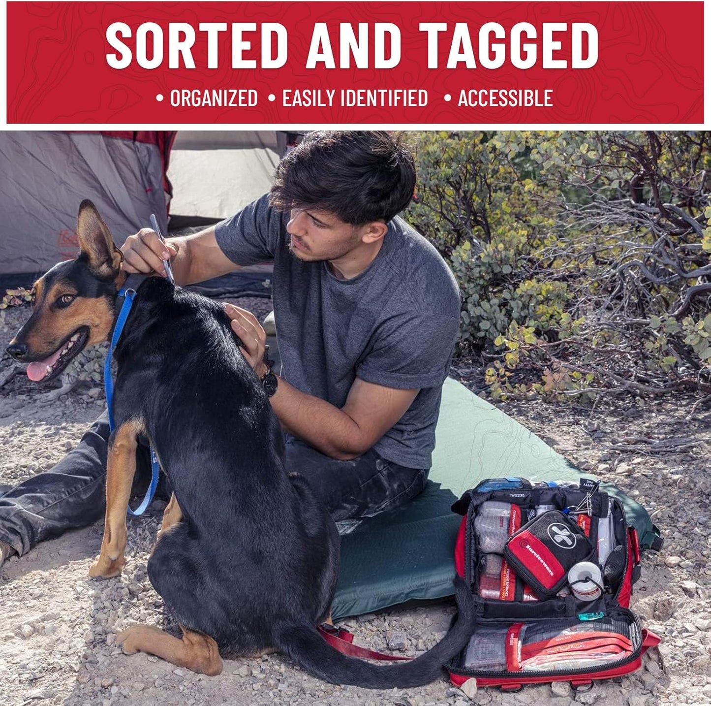 Surviveware 238 Pcs Premium Survival First Aid Kit - Essential Medical Gear for Travel, Camping & Home Emergencies