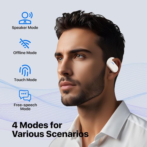 OWS AI Language Translator Earbuds - Real-Time 3-in-1 Translation Device for Travel & Learning | 144 Languages, White