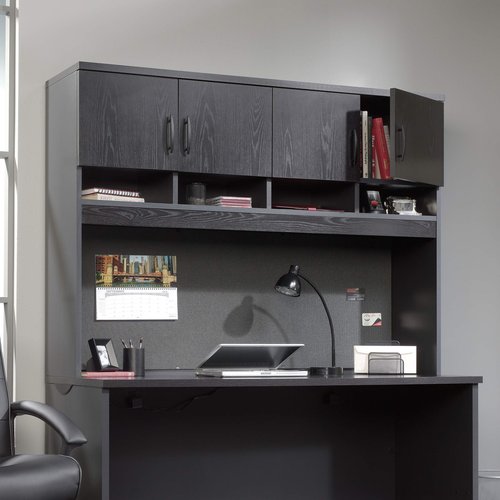 Sauder Via Credenza Hutch, in Bourbon Oak Finish