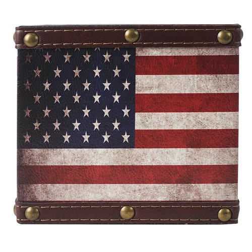 DreamsEden Wooden Remote Control Holder, Leather TV Caddy for Table, Decorative American Flag Organizer Storage Box for Home Office