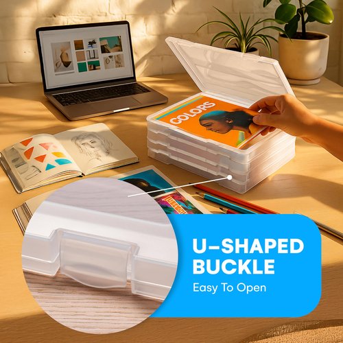 Bins & Things JTJ Sourcing - Plastic Storage Box for A4 Paper - Document Magazine Paper Protector - Portable Project Sleeves - Document Organizer - (Set of 6)