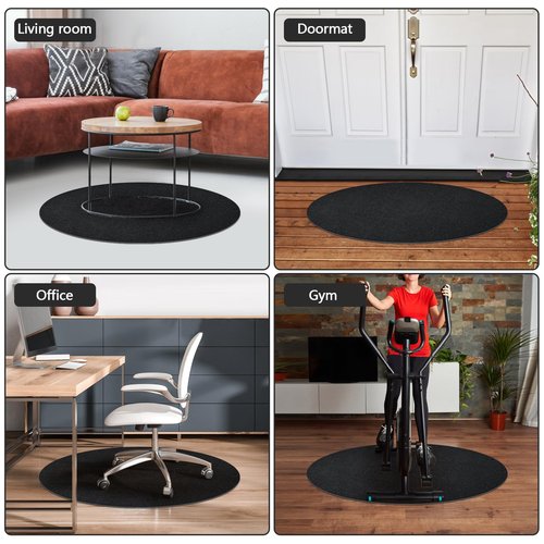 Stranthother 36" Rolling Office Chair Mat for Carpet & Hardwood Floors Round Desk Chair Mat Rug Hard Floor Protector Cover Home Floor Mat for Computer Desk Rolling Chair Office (Black)