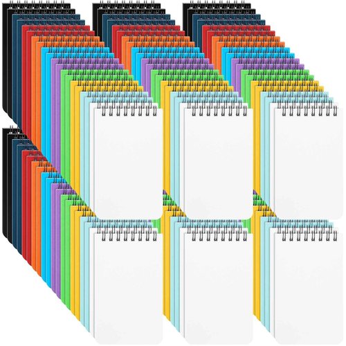 Kisston 120 Pcs Top Bound Memo Books Bulk Memo Notebooks 25 Sheets/pad Mini Memorandum Small Wirebound Spiral Notepad Paper Pocket Notebook for Home Office(3 x 5 Inch,Classic Color)