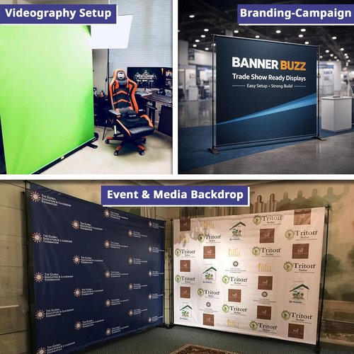 BannerBuzz Custom Step and Repeat Banner - Personalized Logo Backdrop for Events | 8x8 ft Red Carpet & Photo Booth