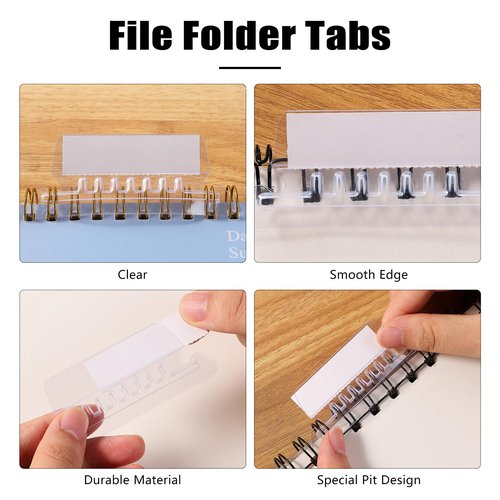200 Pcs Hanging File Folder Tabs and 200 Pcs 2 Inch Inserts Labels, Plastic File Folder Tabs for Hanging Folders Files