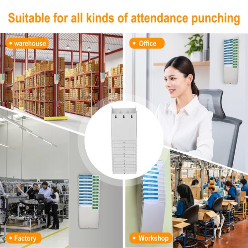 JIAN BOLAND Time Cards Rack, Retractable Time Card Holder With 10-Pocket Slots, Constructed of Durable Plastic, Attendance Payroll Recorder for Office Punch in Clock Out