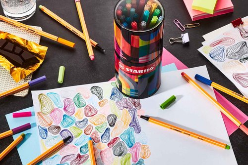 STABILO Fineliner point 88 - ARTY - Tin of 45 - Assorted Colors