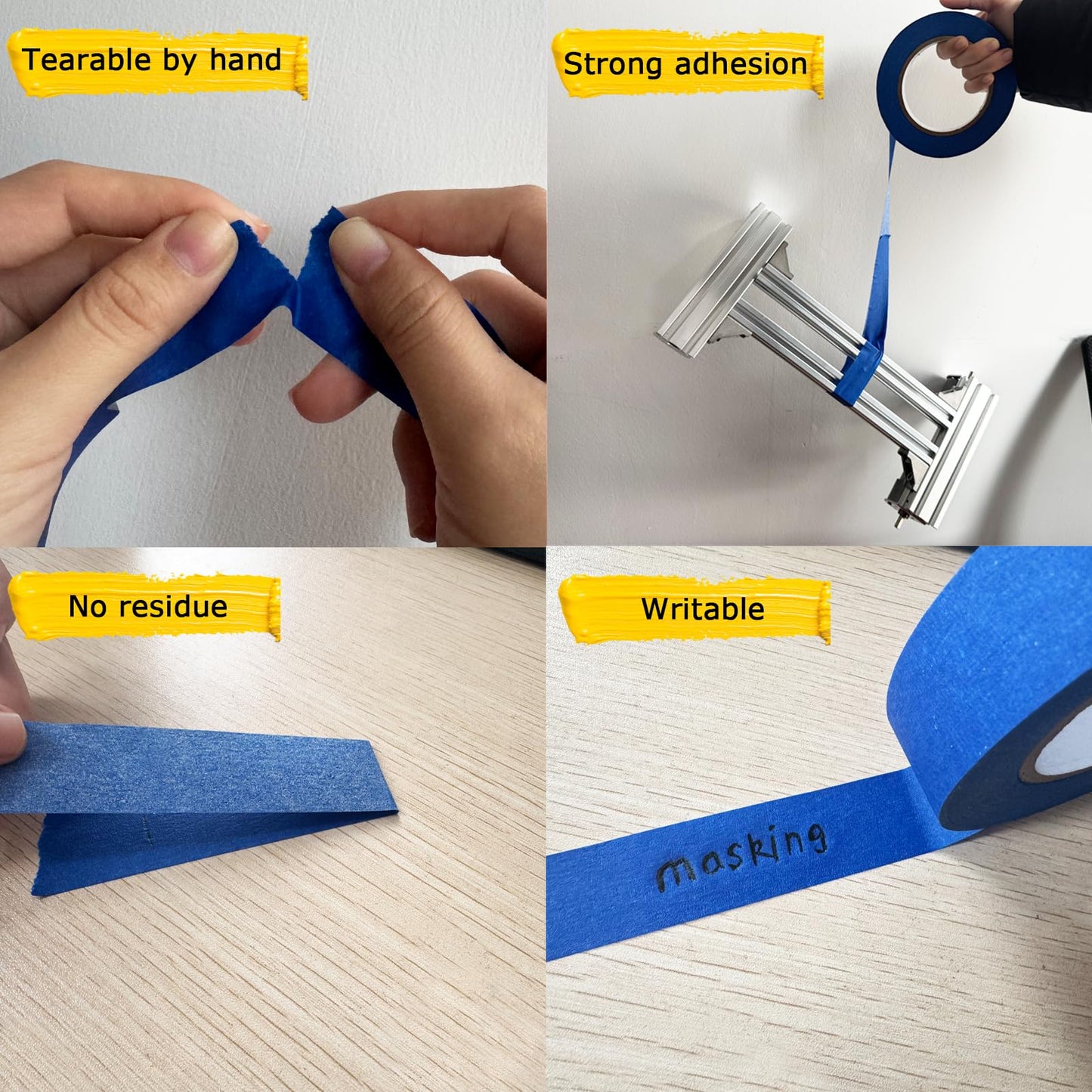 SmaringRobot Blue Masking Tape, Painters Tape, Painting Tape (1442.4yd=0.94IN*60.1yd*24), Original Multi-Surface Easy Removal Paint Tape with Medium Adhesive Backing for Indoor Outdoor Use, 24 Rolls