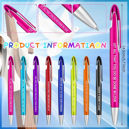 Lincia 100 Pcs Bible Verse Ballpoint Pens Bulk Retractable Medium Point Pens with Black Ink Inspiration Thank You Gifts for Christmas, Back to School, Teacher