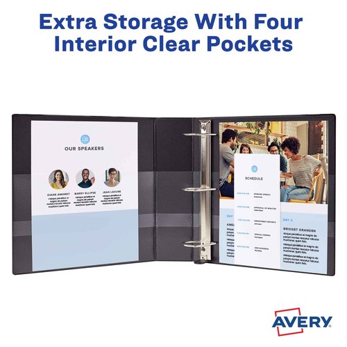 Avery Durable Clear View 3 Ring Binders, 3 Inch EZD Rings, 2-Pack of White Binders (35307)