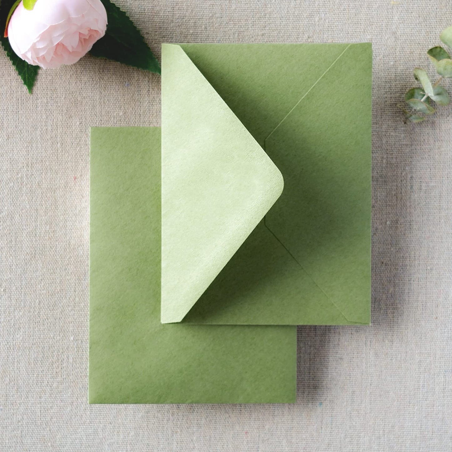 PONATIA 50 Pack A1 Envelopes, 3.62 x 5.2'' Sage Green Envelopes Perfect for RSVP Cards, Christmas Gift Cards Envelope, Baby Showers, Thank You Notes and any 3.5x5" inserts