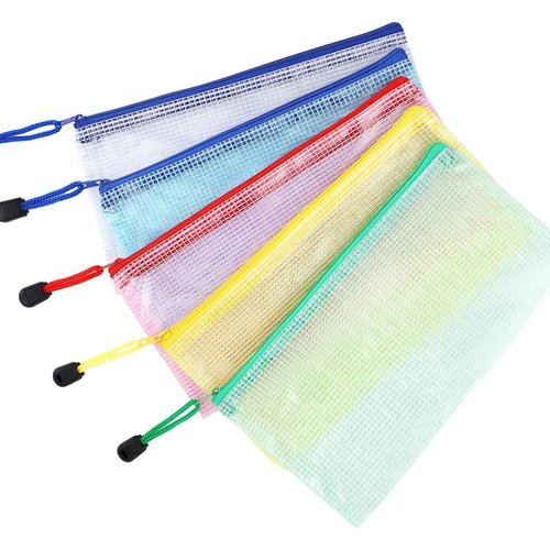 Threlaco 150 Pcs Operation Christmas Bulk Items Mesh Zipper Pouch Bulk 4 x 9 Inch Small Pencil Pouch Waterproof Clear File Bags Plastic Waterproof Document Pouch Multipurpose for School Office Supply