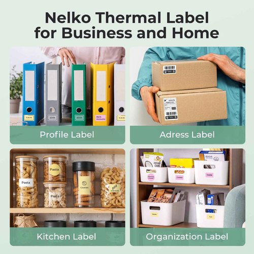 Thermal Labels for Nelko PM220 Label Maker, 2'' x 1.18'' (50x30mm) Thermal Sticker Label, Waterproof, Multi-Purpose Label Tape, 6 Roll of 230 Self-Adhesive Thermal Paper (White)