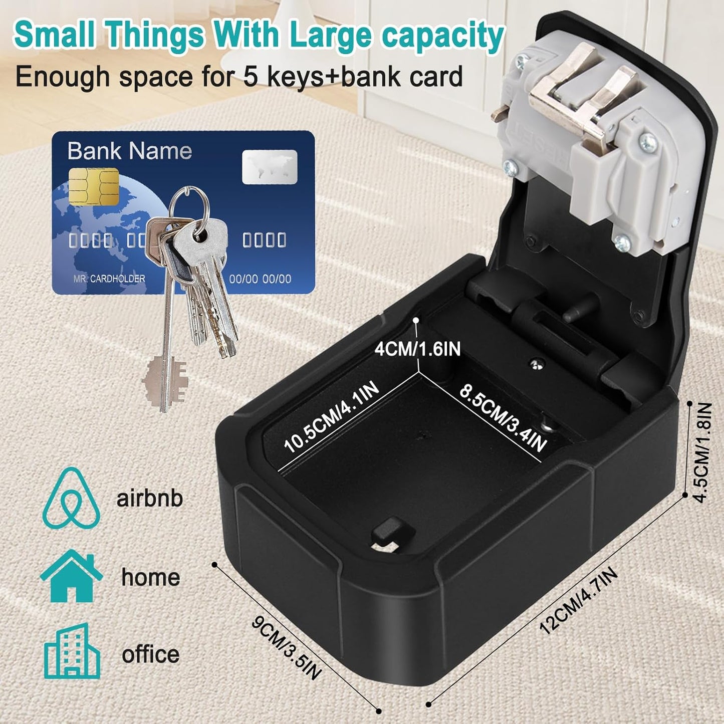 Skiennix Key Lock Box - Wall-Mounted Security Safe with Resettable Combination Lock | Ideal for Home & Office