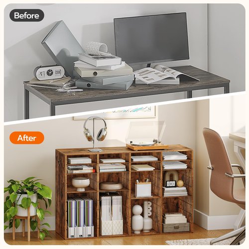 HOOBRO Wooden Literature Organizer, 36-Slot Mail Sorters, Removable Classroom Mailbox, Student Mailboxes for Classroom, Paper Storage Organizer, for Home, Office, Classroom, Rustic Brown FG36WF01