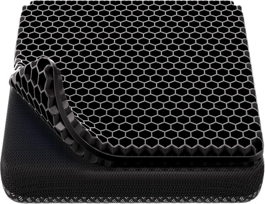 Skiennix Gel Seat Cushion - Cooling Honeycomb Design for Pressure Relief | Non-Slip Cover, Ideal for Office & Home