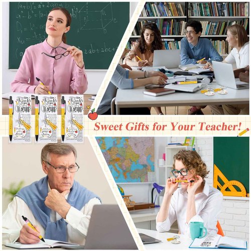 Daifunli 30 Pack Teacher Christmas Appreciation Gifts Bulk, Holiday Thank You Pens with Keychains Cards, Christmas Party Favors for School, Team, Coworkers, Employees
