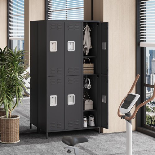 6 Doors Employee Lockers for Office, Metal Sorage Locker Combination, Lockable Employees Metal Locker With Door, Industrial Storage Lockers for Home, School, Gym