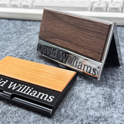 ubjva Personalized Business Card Holder Custom Card Wallet with Engraved Name Business Card Organizer for Men and Women