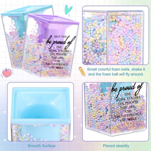 Fuutreo 10 Pcs Employee Appreciation Gifts for Coworker Cute Bubble Pencil Holder Inspirational Makeup Desk Organizer for Teacher Back to School Classroom Must Have Volunteer Office supplies(Stylish)