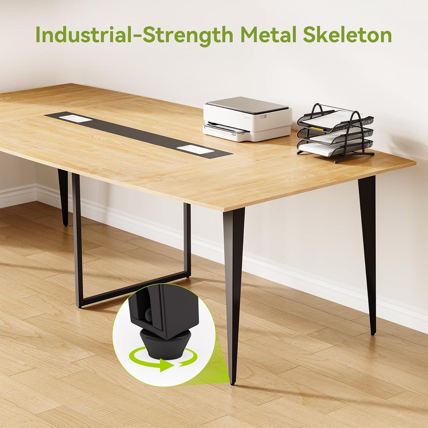 LITTLE TREE 6 FT Conference Room Table, 70.86L x 35.43W x 29.52H Inches Boat Shaped Meeting Seminar Boardroom Table