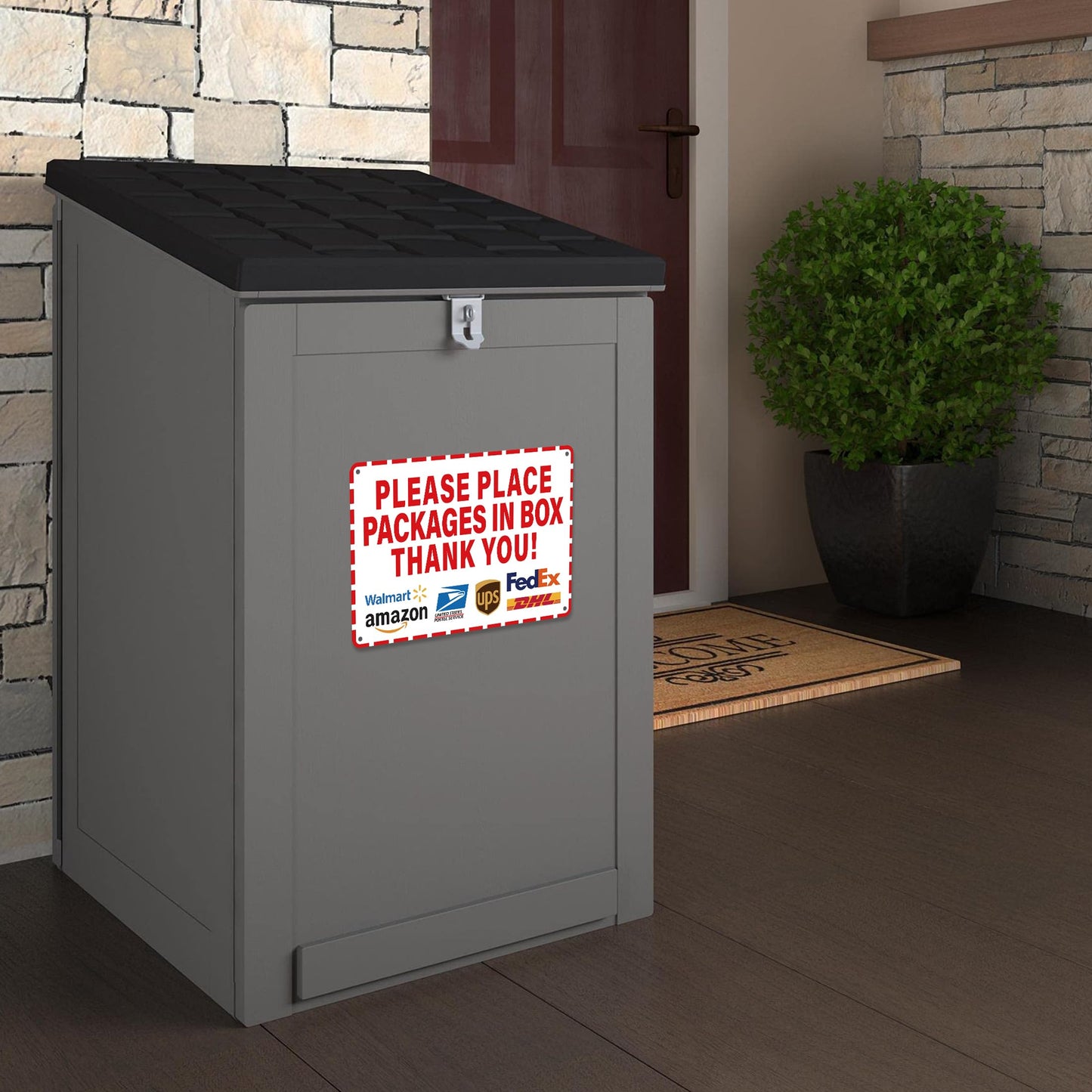 Please Leave Packages and Deliveries Here Sign，Self-Adhesive Weatherproof and Anti-fading Deliver All Packages to Front Door Sign, Please Place Packages in Box for Home, Office, Shop, Box, Door