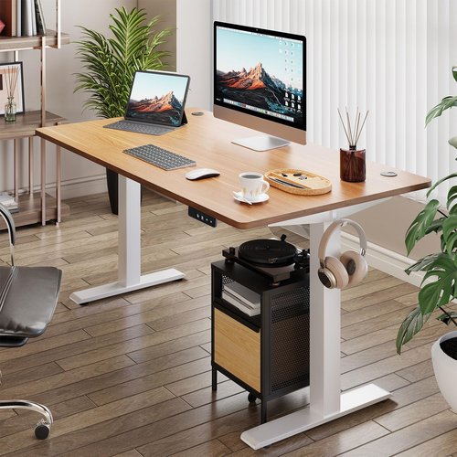 AbleHope Electric Stand up Desk Frame Height Adjustable Table Legs for Home and Office Sit Stand Frame Up to 45.28" Ergonomic Standing Desk Base, White Frame Only