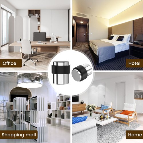 RINJUN 20 Pack Silver Mirror Finish Door Stoppers for Floor Mounting， Door Stopper Heavy Duty，304 Stainless Steel Cylindrical Made with Rubber Bumper，Floor Mount Door Holder Keep Door Open