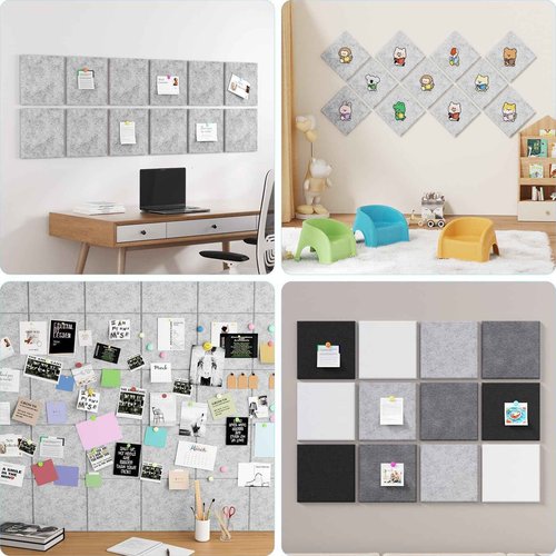 Baysola Large Cork Boards for Walls – 48 x 36 Self Adhesive Felt Wall Tiles, Ideal for Office Wall Organizing Bulletin Board, Easy to Install Cork Boards Felt Board