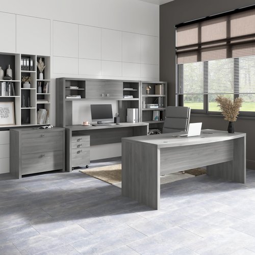Bush Business Furniture Echo Desk Return/Bridge, Modern Gray