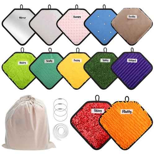 12 Labeled Sensory Mats, Assorted Textured Sensory Tiles Heart Shape Sensory Wall for Autistic Children, Early Sensory Exercise, Tactile Play, Fidgeting Activity (9 * 6 Inch)