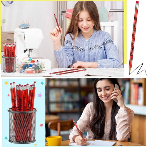 Frienda 200 Pcs Bulk Red Ribbon Awareness Pencils for Students Teacher Say No to Drugs Pencils with Erasers for Red Ribbon Week Anti Bullying Awareness Campaigns Teacher Office Supplie