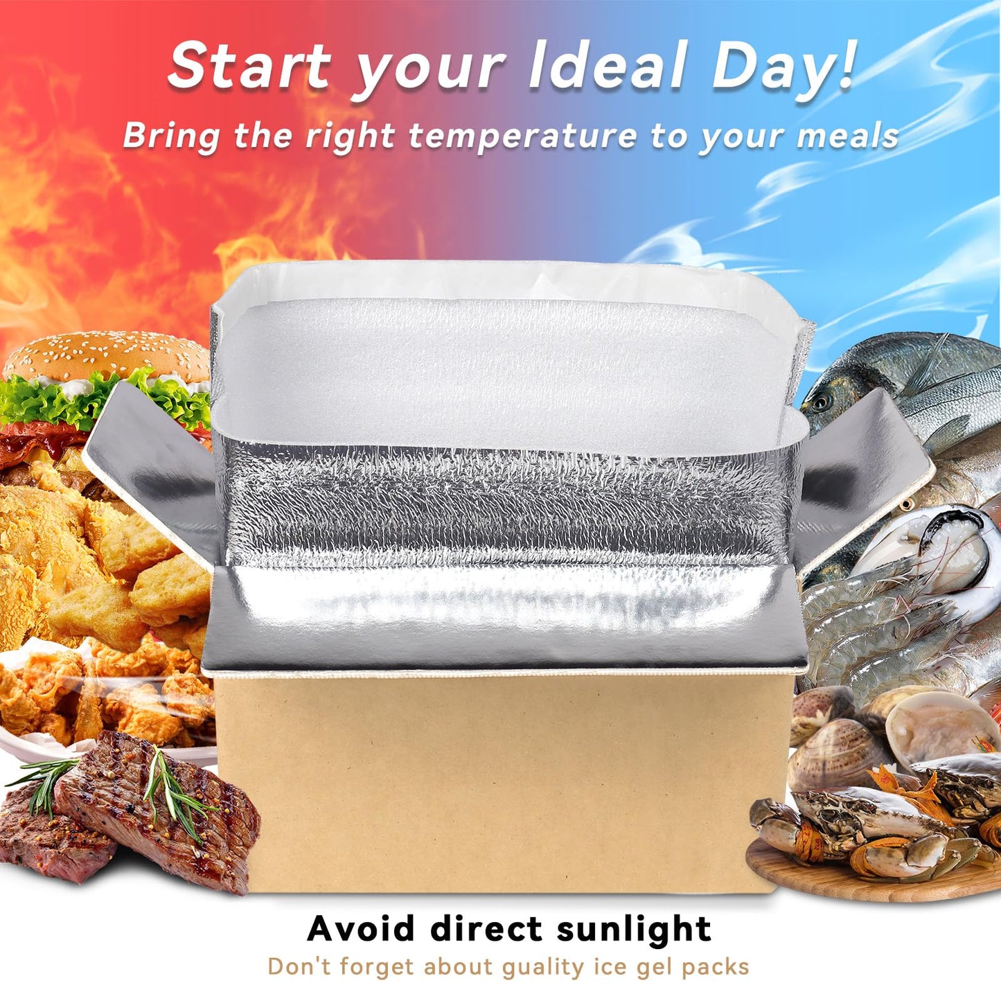8x4x5 Inch Insulated Shipping Box with Aluminum Foil Liner, 6 Pack Cold Shipping Boxes with Aluminum Foil Insulated Bag, Insulated Boxes for Cold Shipping, Frozen Food