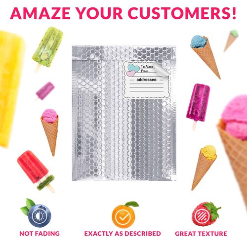 ABC PACK & SUPPLY Thermal Bubble Mailer, 8 x 11 Inches. Pack of 25 Metallic Bubble Mailers. Foil Insulated Mailers for Cold Shipping. Padded Envelopes Waterproof. Cold Insulated Shipping Bags