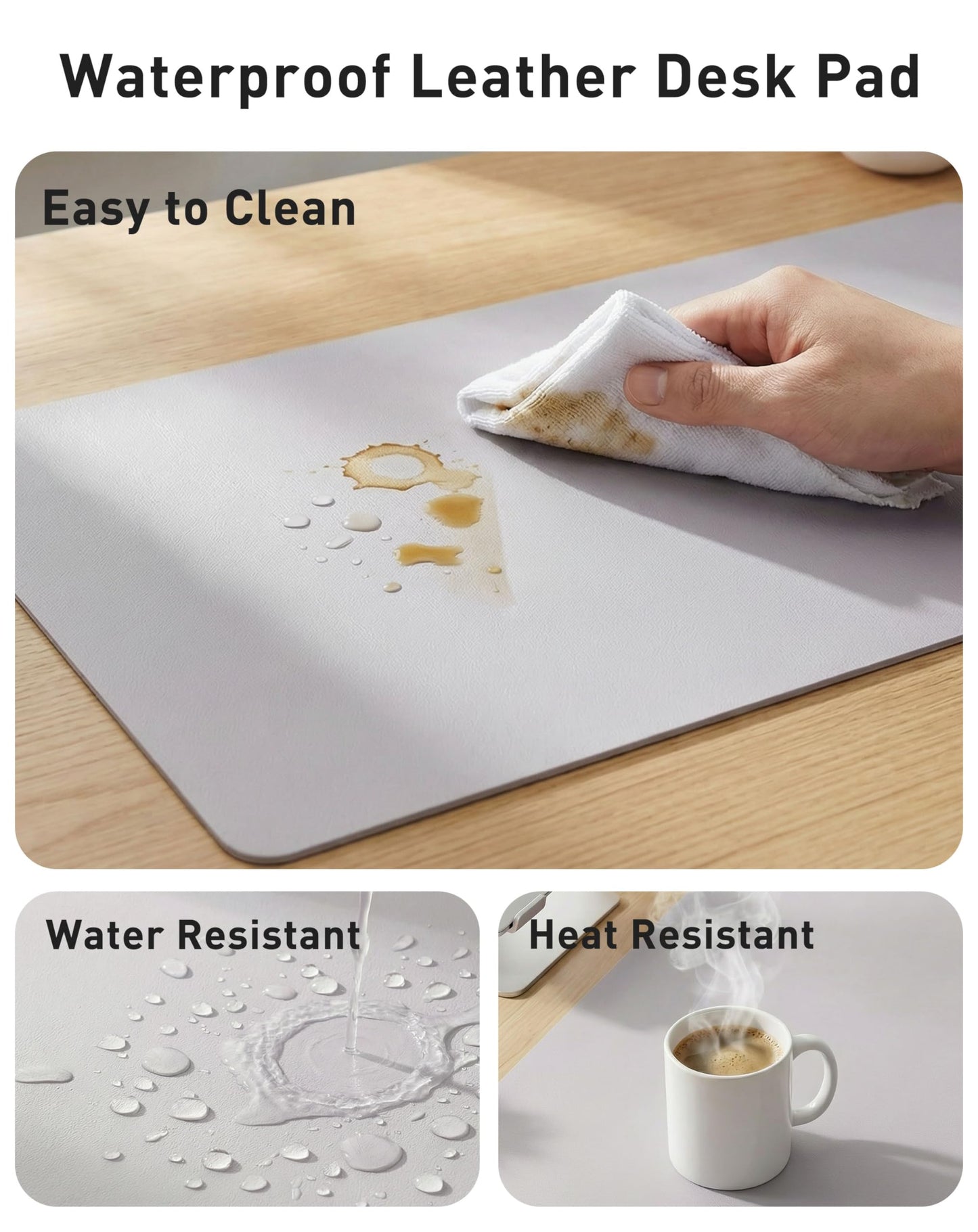 Aothia Faux Leather Desk Mat - Large Mouse Pad, Non-Slip PU Leather Blotter, Waterproof Writing Surface for Office and Home (Smoky Lavender, 42" x 17")
