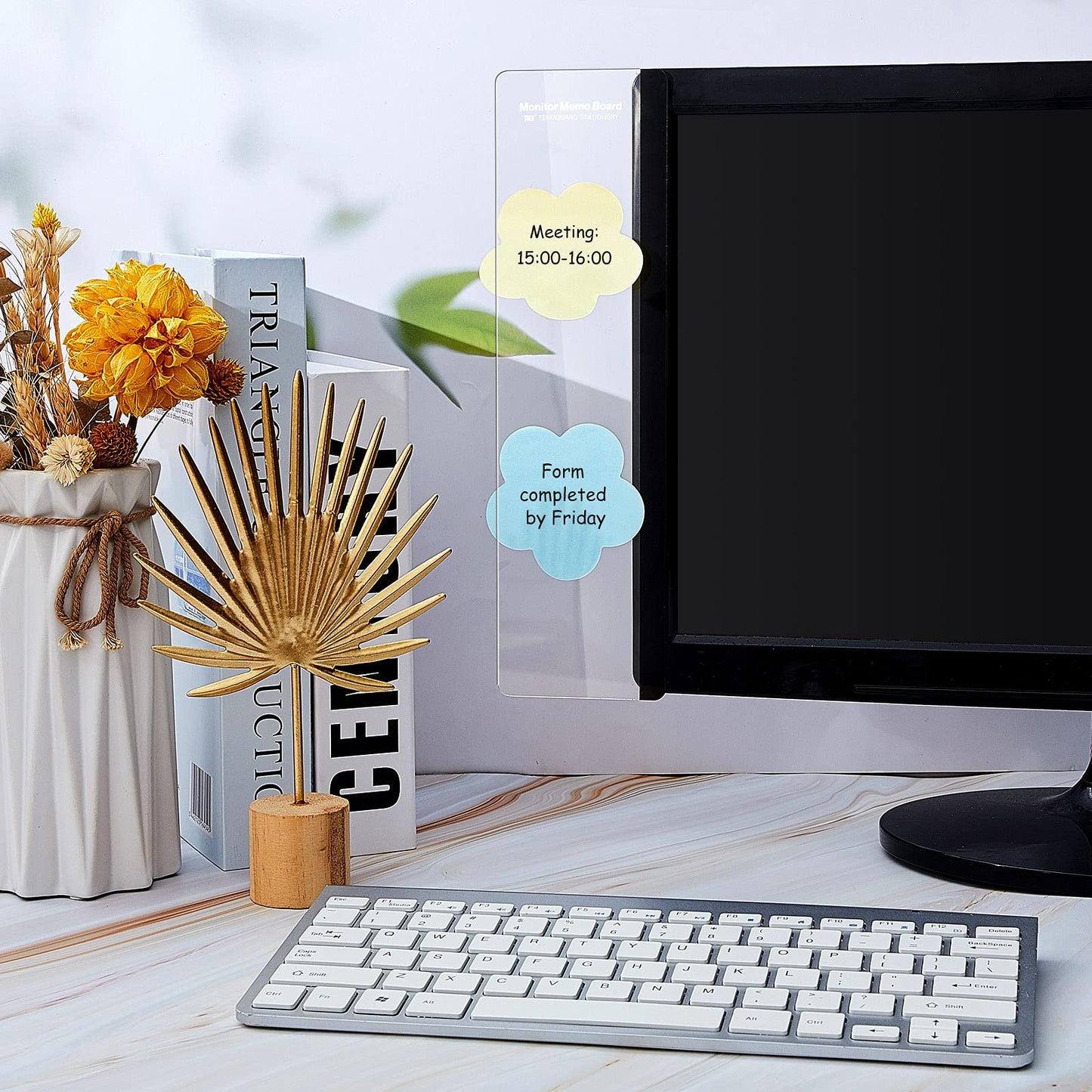 Zonon 8 Pieces Monitor Memo Board, Memo Boards for Computers Transparent Acrylic Monitor Side Panel Office Desk Accessories Desktop Computer Sticky Note Holder for Office Home Work Desk