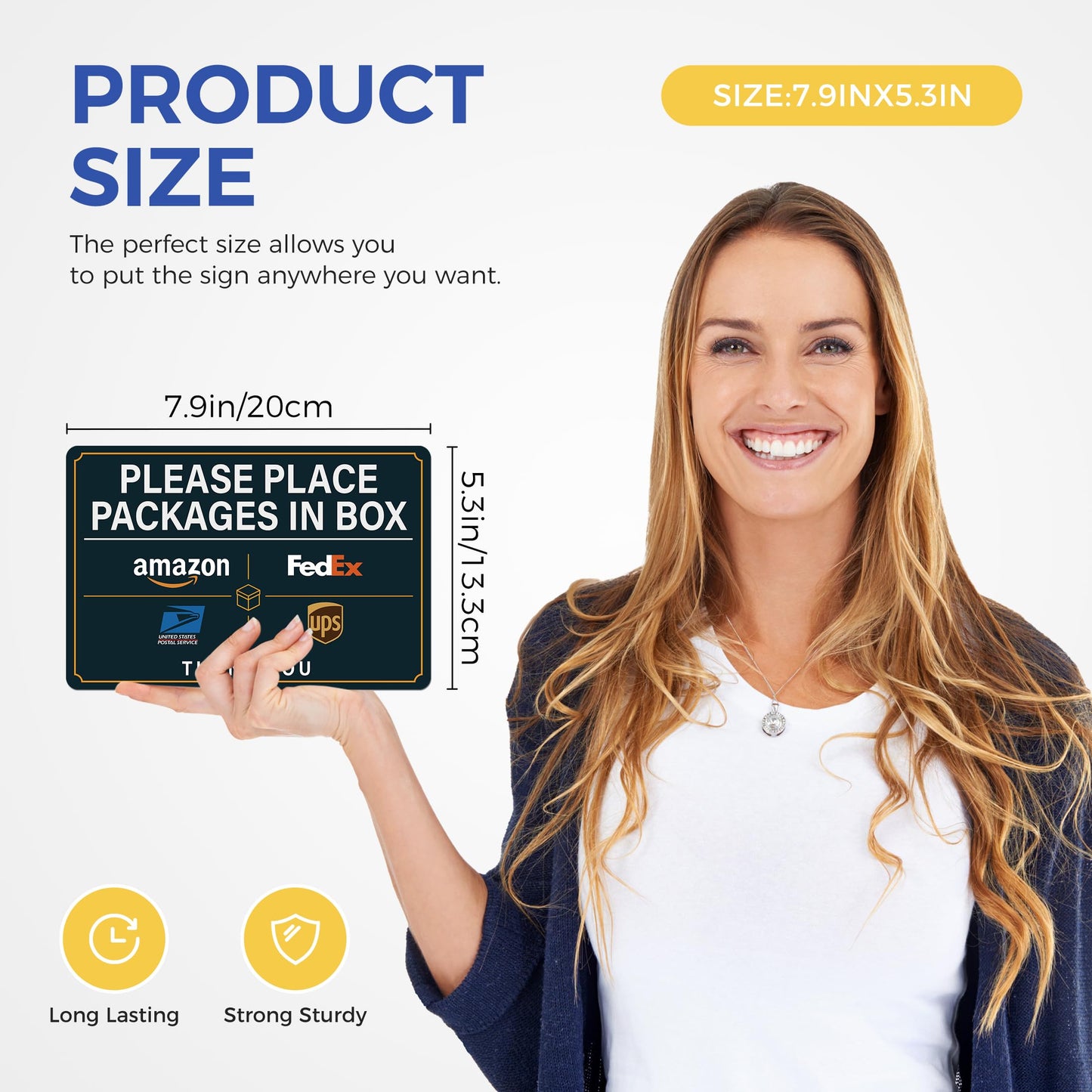 Please Leave Packages and Deliveries Here Sign,Self-Adhesive Waterproof Durable Delivery Signs for Packages, Please Place Packages in Box for Home, Office, Shop, Box, Door（Small）