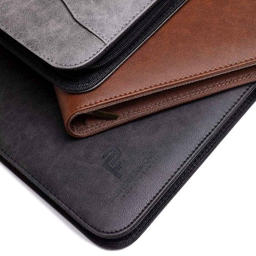 Forevermore Portfolios Portfolio Organizer - 3 Ring Binder with Notepad - 1.5 Inch Rings - Zippered Storage Pockets for Papers, Travel Documents, Presentation Folder, Cards, Passport, Tickets - Brown