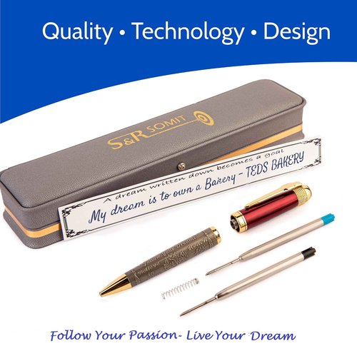 S&R Somit Luxury Trio - Fancy Three Pens with Shining Gift Box Silver-Black, Golden Rose and Red Gold, Great Set of Unique Stylish Pens.