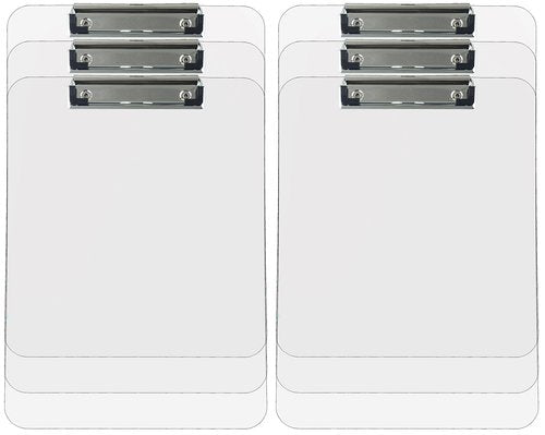 Trade Quest Plastic Clipboard Transparent Color Letter Size Low Profile Clip (Pack of 6) (Clear)
