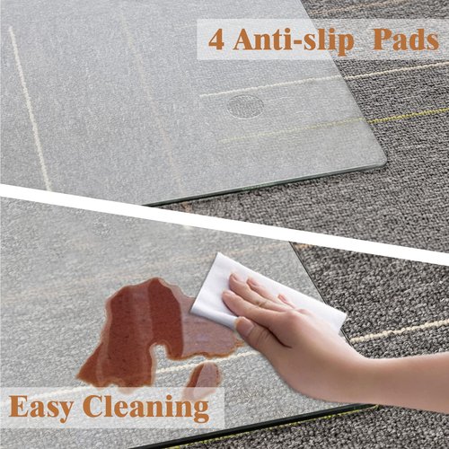 Natsukage Glass Chair Mat Tempered Glass Office Chair Mats Desk Chair Mat for Carpet or Hardwood Floor Computer Chair Mat Floor Protector(Transparent,36" x 36" 1/6" Thick)