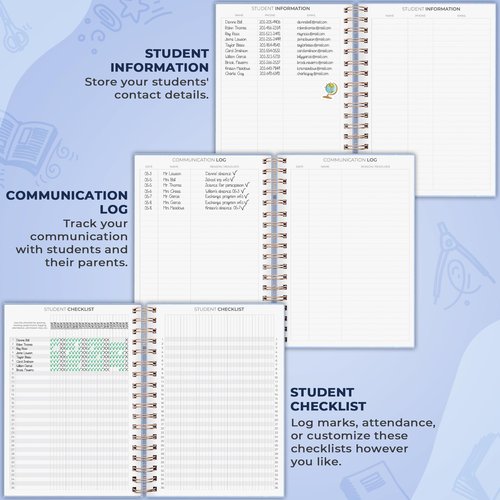 Clever Fox Teacher Planner Spiral – School Year Planner with Calendars & Lesson Plans – Teacher Plan Book for Classroom & Homeschool Organization - Undated, 7.9x10″ (Periwinkle)