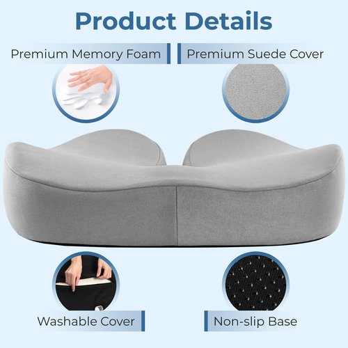 5 STARS UNITED Half Moon Bolster Semi-Roll Pillow and Seat Cushion for Office Chair, Bundle