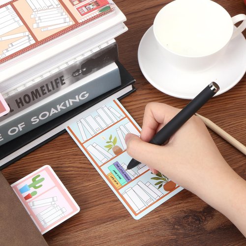 100 Pieces Book Tracker Bookmarks Bookshelf Design Double-Sided Reading Page Markers Bookmarks for Book Lovers Cute Book Marks for Reading Women Students School Supplies